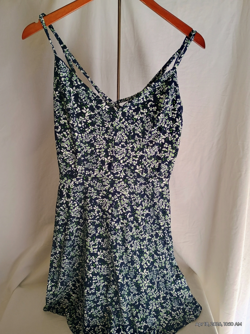 nine britton Navy Floral Spaghetti Strap Mini Dress